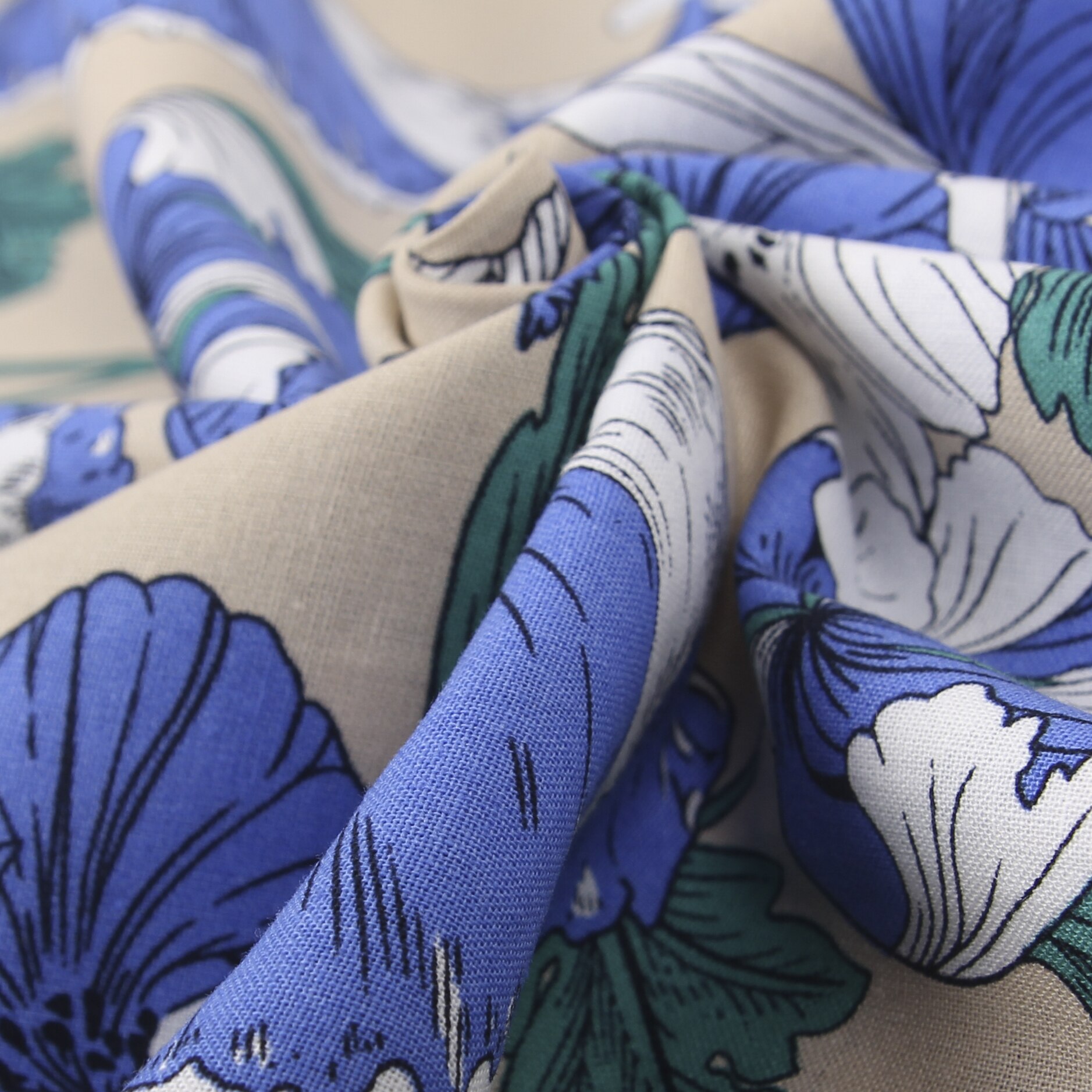 Cotton imitation linen printing fabric handmade DIY clothing fabric lily printed fabric