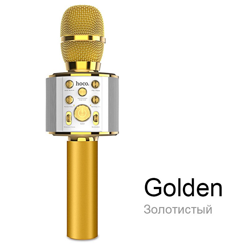 Hoco Karaoke Microfoon Bluetooth Draadloze Condensator Microfone Professionele Mobiele Telefoon Ktv Mic Muziekspeler Voor Ios Android: Golden