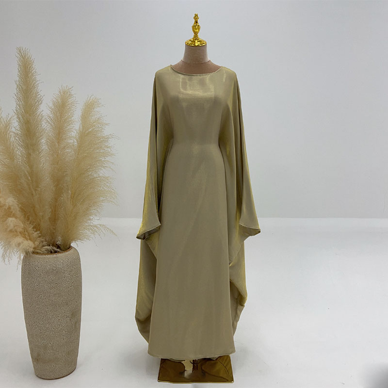 Shiny Butterfly Abaya Women Summer Muslim Loose Party Long Dress Female Solid Comfortable Classic Loose Abaya: black