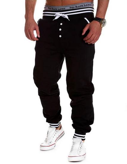 draussen-Sport, lockere jogginghose mit elastischem bund, dünne trainingshose für herren, lange basketballhose für herren Ich bin frühling: Schwarz / L