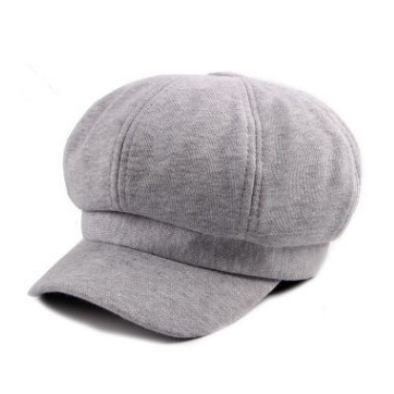 Xdanqinx snapback cap efterår hat til kvinder varm bomuld newsboy hætter britisk strikket retro sportshue til kvinder: Lysegrå