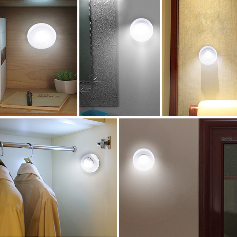 PIR Motion Sensor LED Night Lights Draadloze Touch Sensor LED Push Lamp Batterij Aangedreven Wandlamp Lampen Voor Stairway Kast Keuken
