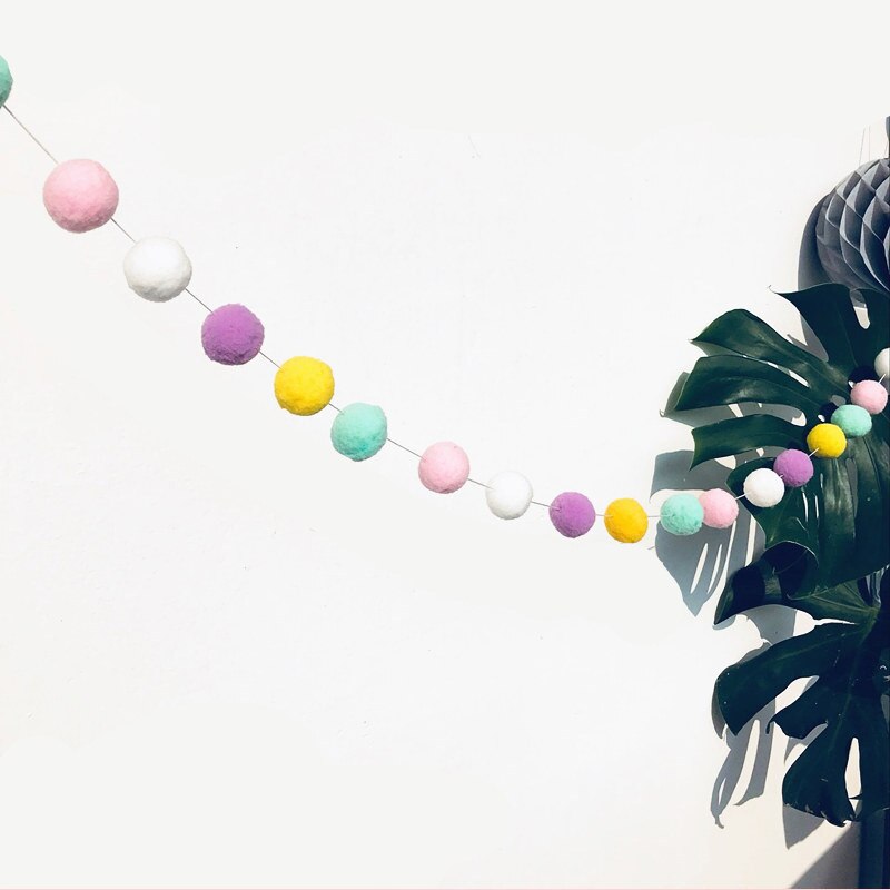 Imbaby Macaron Kleur Haar Bal Vilt Bal String Decoratie Babykamer Decoratie Beddengoed Bumpers Kids Party Vlaggen Kamer Decoratie: 4