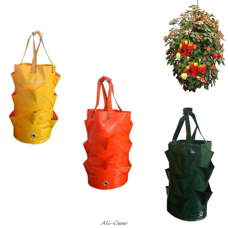 Bolsa de plantación de fresa de 3 galones, bolsa de plantación de plantas de aire y hojas de jardín, protección ambiental, transpirable, accesorio para jardinería para el hogar