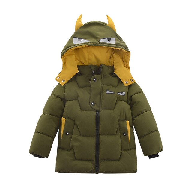 Baby Jongens Winter Warme Jas 1-5T Kleine Kinderen Katoen Gevoerde Capuchon Cartoon Jas Baby Peuter Snowsuit kinderen Uitloper: green / 4T