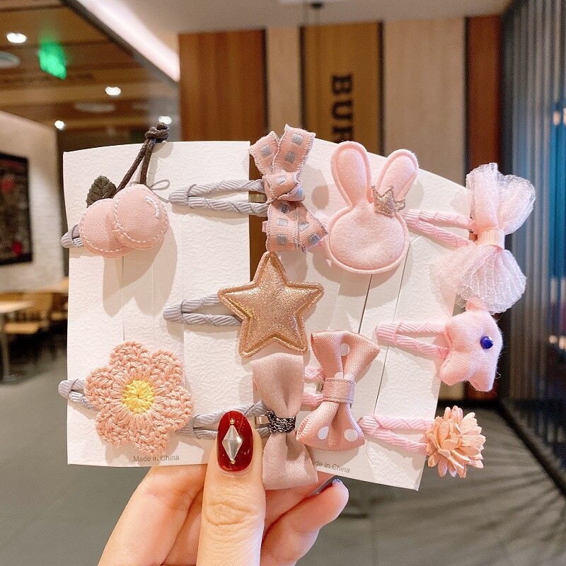 5 Teile/satz freundlicher Baby Nette Blume Bogen Stern Haar Clips Mädchen Karikatur Haarnadeln Barrettes Ornament freundlicher Haar Zubehör