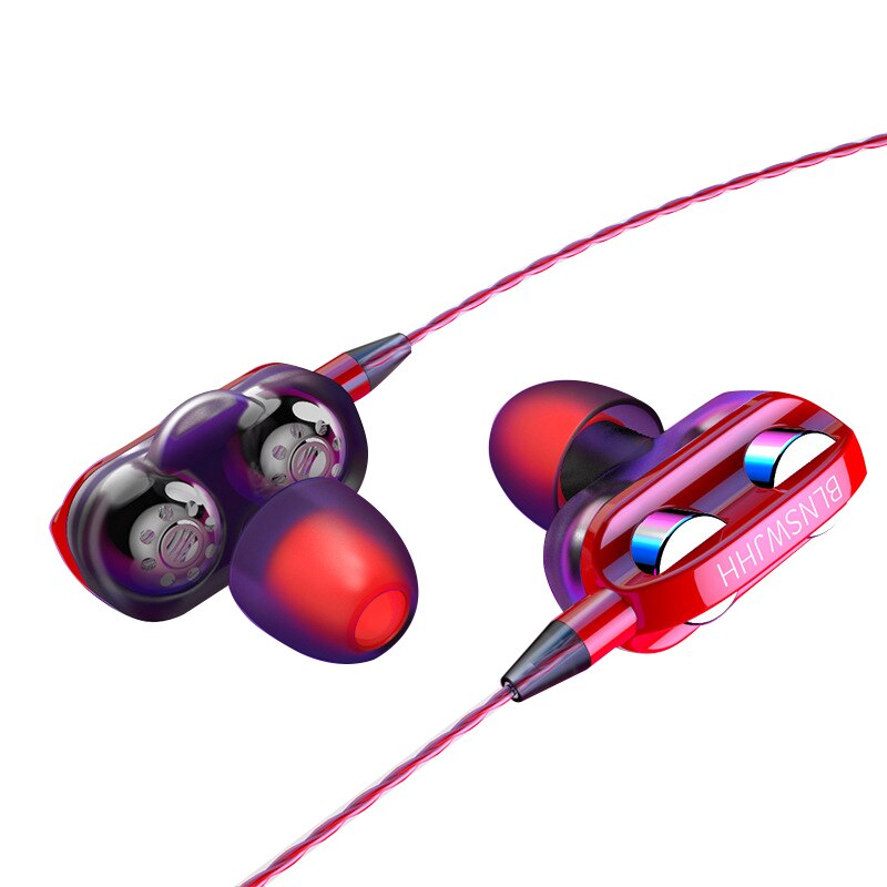 Hoge Bass Headsets Sport Oordopjes Dual Drive Stereo In-Ear Wired Oortelefoon Met Microfoon Computer Oordopjes Voor Mobiele Telefoon: Rood