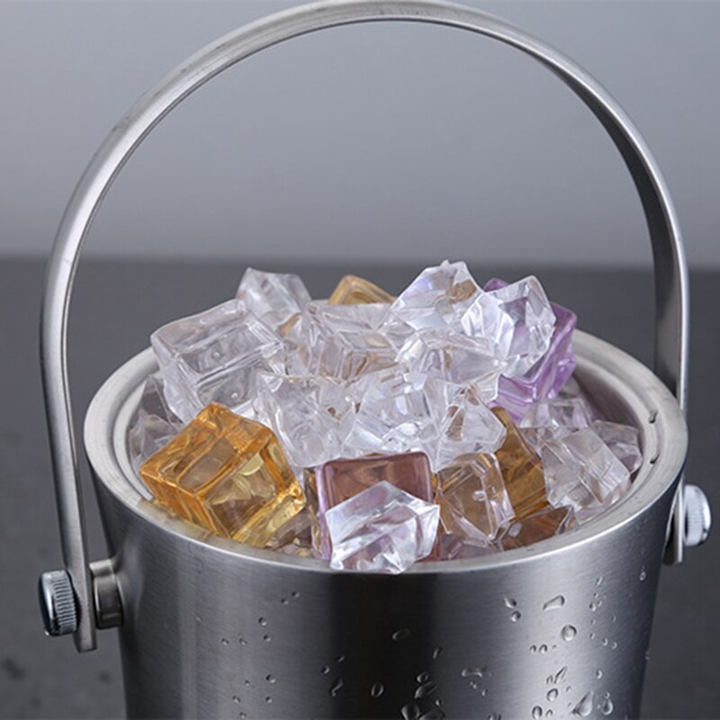 Balde de gelo de aço inoxidável dupla isolamento balde de grãos de gelo balde de vinho do hotel ktv bar champagne balde portátil 3l