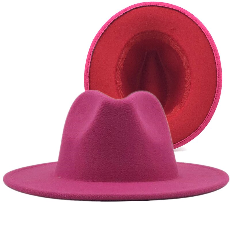 Sombreros de fondo rojo para hombre y mujer, gorra de Jazz, sombrero de vaquero, gorra de Color de doble cara, ,: 88