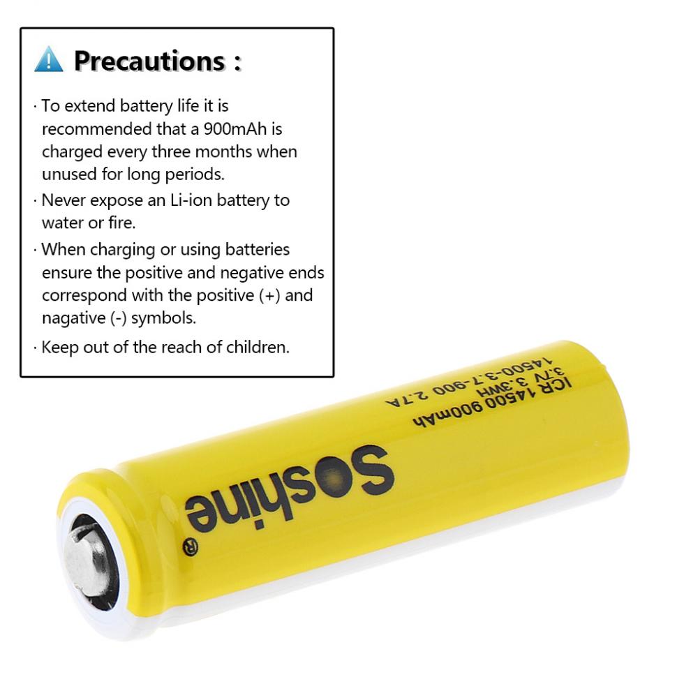 2 Stuks Soshine 3.7V Icr 14500 900Mah Li-Ion Oplaadbare Batterij Met Veiligheidsklep + Batterij Doos Voor zaklampen Koplampen