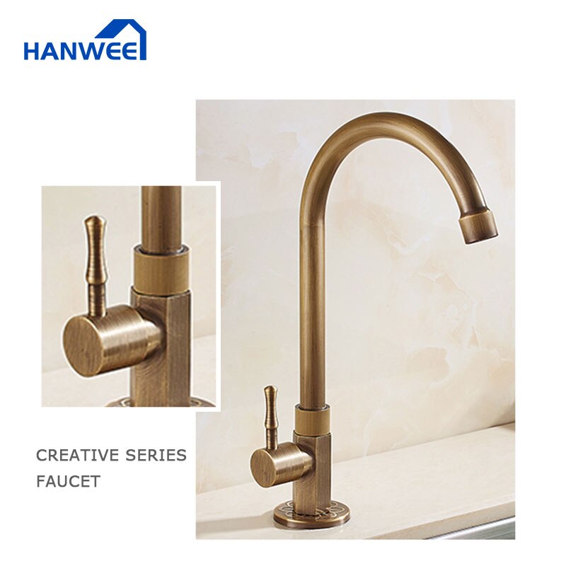 laiton Antique robinet de cuisine froide Bronze fini en laiton évier robinet mitigeur robinet de cuisine