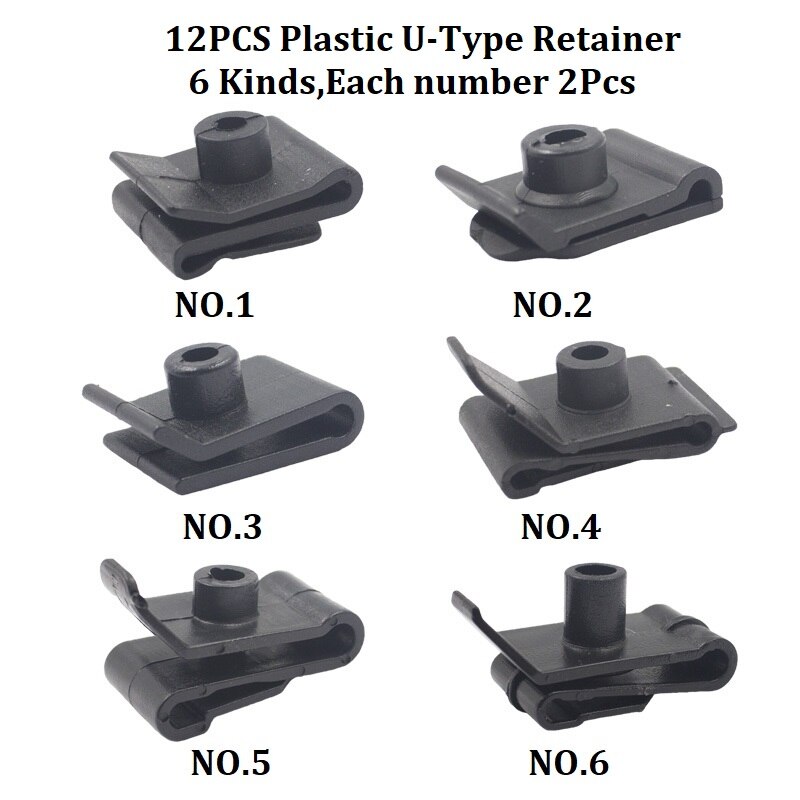 Universal Auto Plastic Fastener Clip For All Cars Dashboard DVD CD Console Panel Trim Metal Rivet: A3-12Pcs U-Type