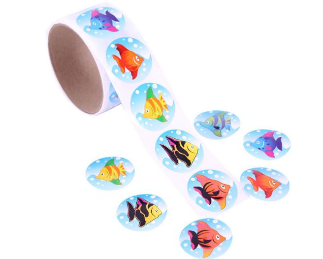 One Roll Adhesive Tape With 100pcs variety styles Stickers For Children Cute School Stationery Stickers: Orange