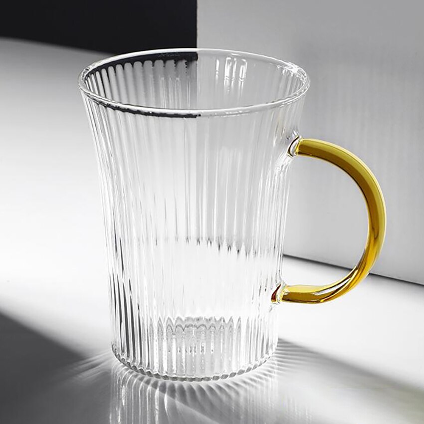 1Pc Vertical café verre tasse résistant à la chaleur café lait tasse multi-usages Transparent bière jus tasses thé verre tasse Drinkware: Jaune