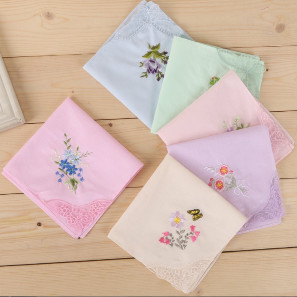12 Teile/los SHSEJA Frauen bestickte taschentuch 100% baumwolle stickerei taschentuch spitze stickerei taschentuch handtuch