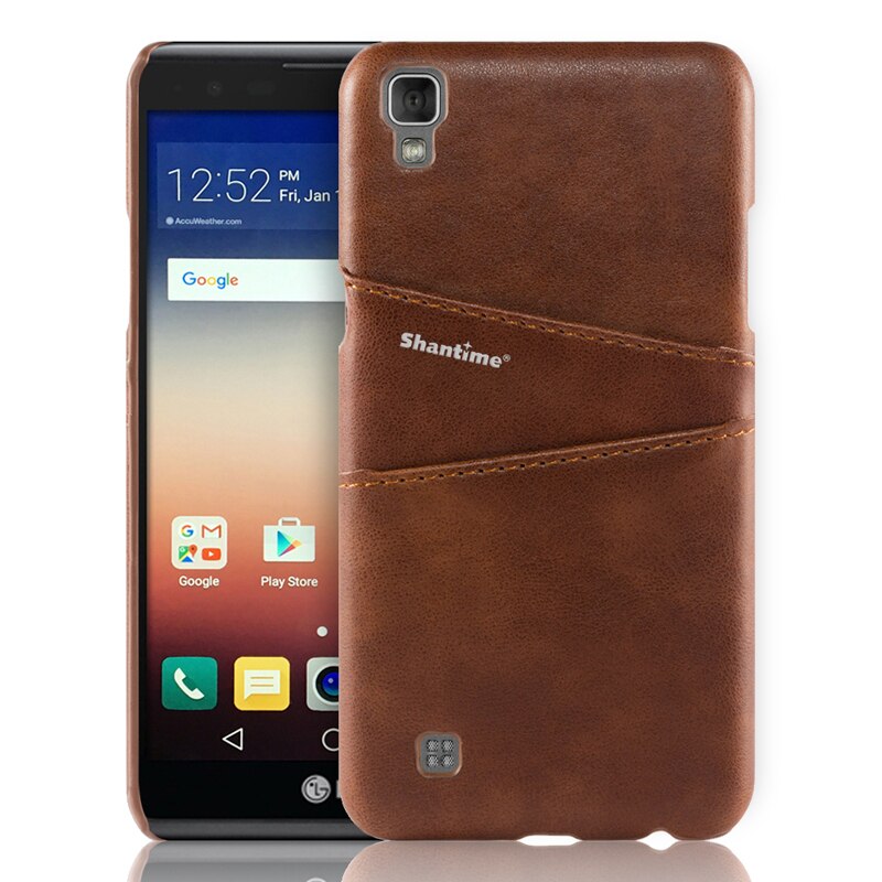 Pu Leather Back Cover For LG X Power Wallet Case For LG X Style K200DS Business Card Slots Phone Bag Case: For LG  X Style / BROWN