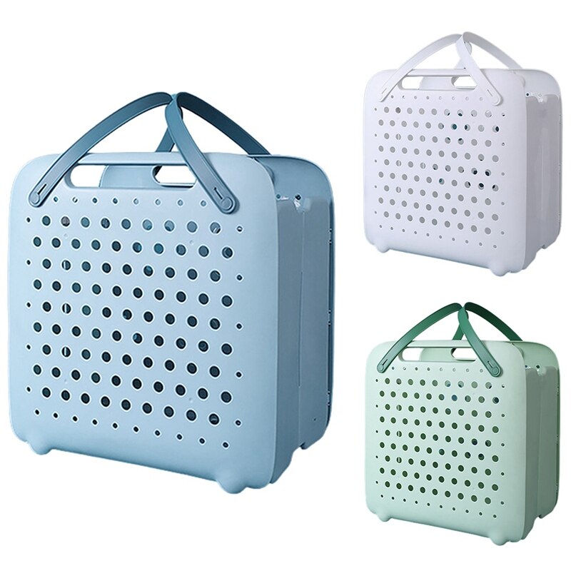Folding Flexible Plastic Laundry Washing Basket with Handles Bin Wall-Mounted Clothes Storage Hamper Organizer