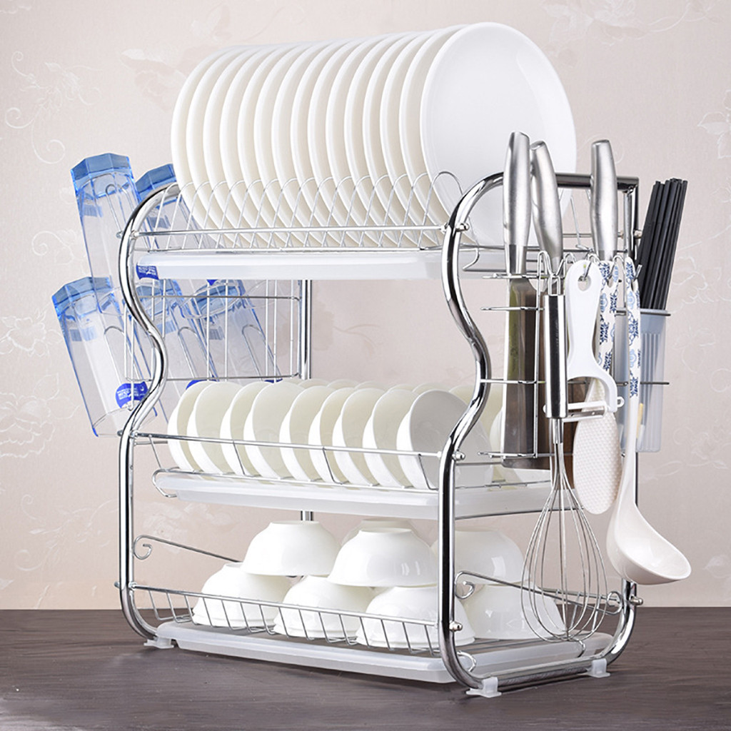 3-Tier Dish Drying The Goods For Kitchen Storage Rack Fridge Side Shelf Layer With Wheels Bathroom Organizer Shelf Gap Holder: Default Title