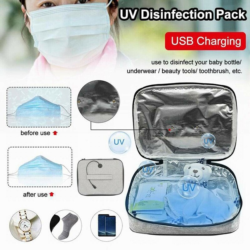 Sac UV Portable LED UVC sac lumineux boîte USB pour téléphone Portable 275 NM LED sac UV DJA88