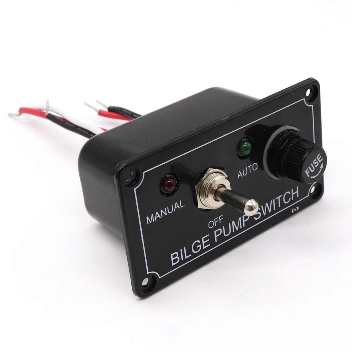 DC12V LED Indicator Bilge Pump Switch Panel with Fuse Housing 3 Way Toggle Switch Panel Manual-Off-Auto for RV Marine Boat