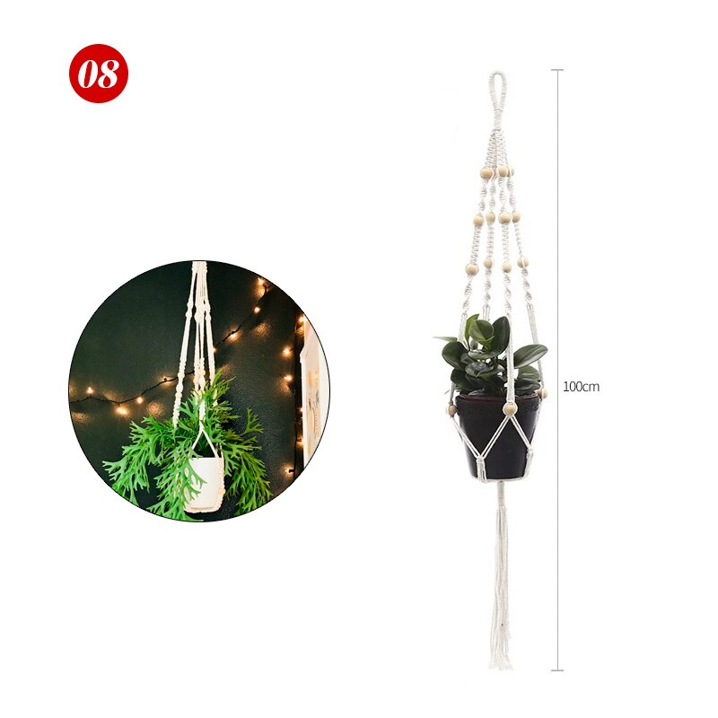 Pot de Fleurs Suspension pour Plantes en Macramé pour Jardin et Cour, Panier Suspendu Fait à la Main pour Décoration Murale: 07