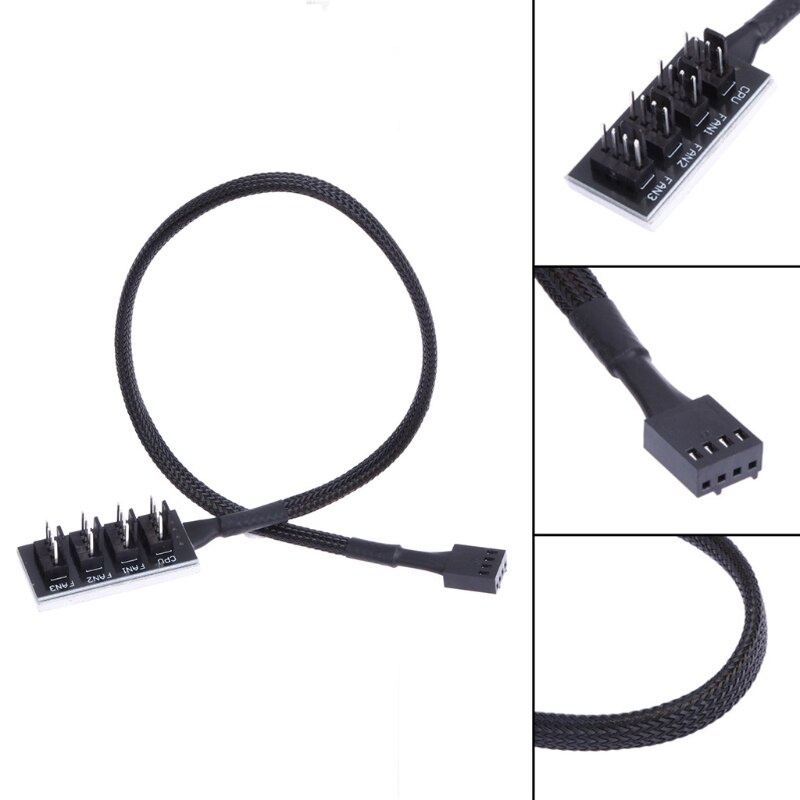 1 Vrouw Tot 4 Man 4-Poort Socket Power Kabel Voor 4-Pin Pwm Connector Koelventilator Retailsale