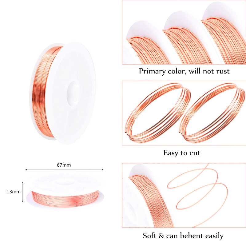 Bobine de fil de cuivre 10-100m, câble de fil de cuivre 0.06mm - 1.0mm, fil magnétique, fil de bobine de cuivre émaillé, fil d'enroulement en cuivre émaillé