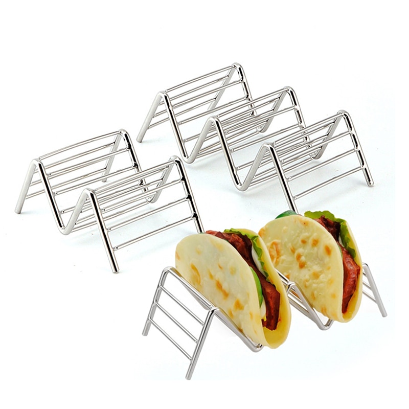 Stativ for meksikansk mat holder harde, myke skall wave food show kjøkkenverktøy restaurant tacoholder i rustfritt stål