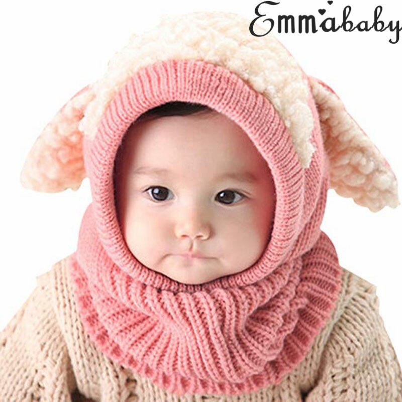 Emmababy 6-36m nyfødte børn baby dreng pige pels pom hat vinter varm strik bobble beanie cap tørklæde: E