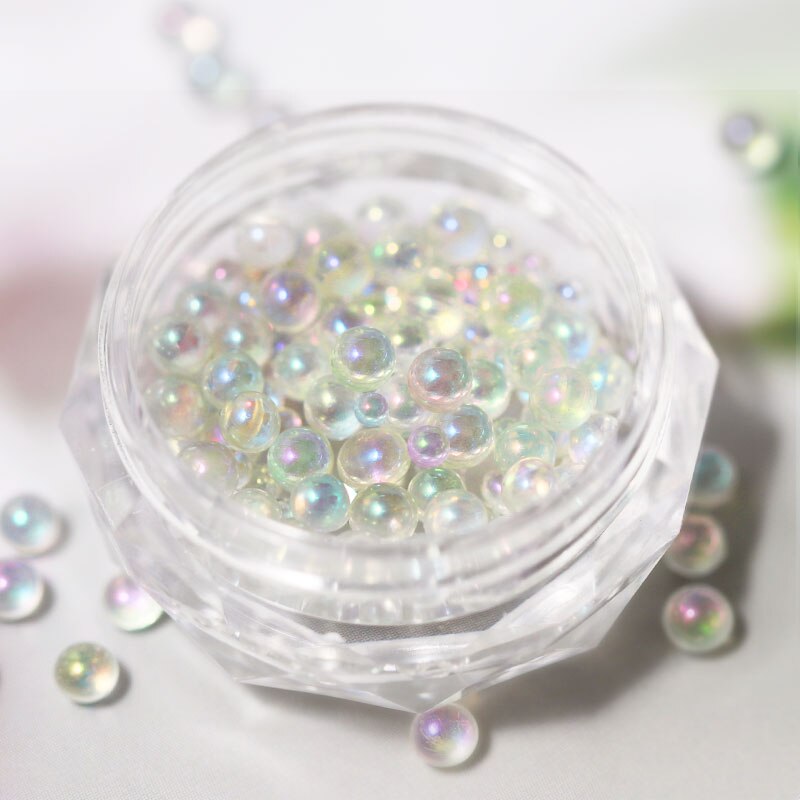 1 æske bittesmå ab krystal rhinestones til negle skinnende kaviar perler mikro glaskugler mix størrelse charme perler holo nail art dekorationer