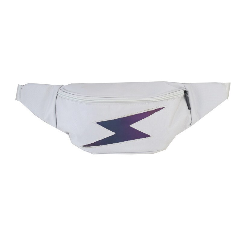 Mænd canvas brysttaske unisex afslappet taljetaske reflekterende hip hop fanny pack dreng vandtæt taljetaske til mænd street style mandlige: Hvid talje taske