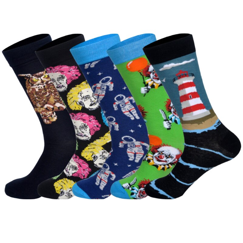 Nedenunder 5 par/parti efteråret ankom skateboarding sokker mænd kunst britishstyle streetwear hip hop calcetines: Lod j