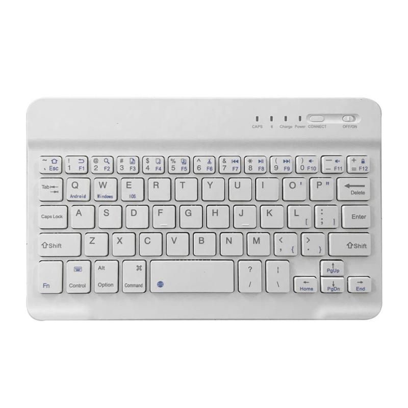 Ultra-slim Wireless Keyboard Portable Bluetooth Keyboard For Apple For IPad IOS Android Smart Phone Computer Tablet: White 7 inch