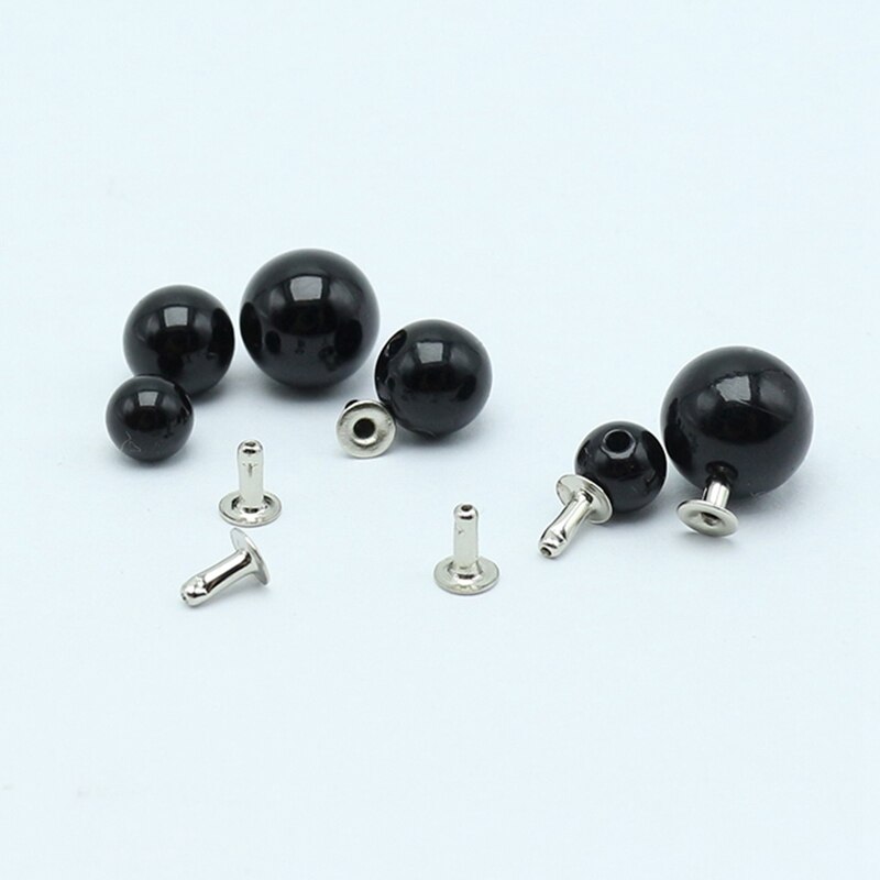 100pc/ sæt dekorative perler hånd-tryk diy nitter cap hat overdel tøj brude slør sweater frakke dekoration beklædningsgenstand perler perle: Sort / 8mm