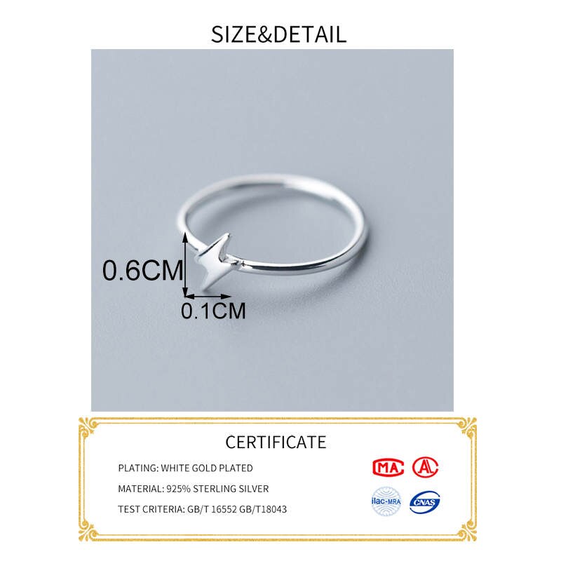 INZATT Real 925 Sterling Silver Minimalist lightning Ring For Women Party Cute Fine Jewelry Accessories Birthday