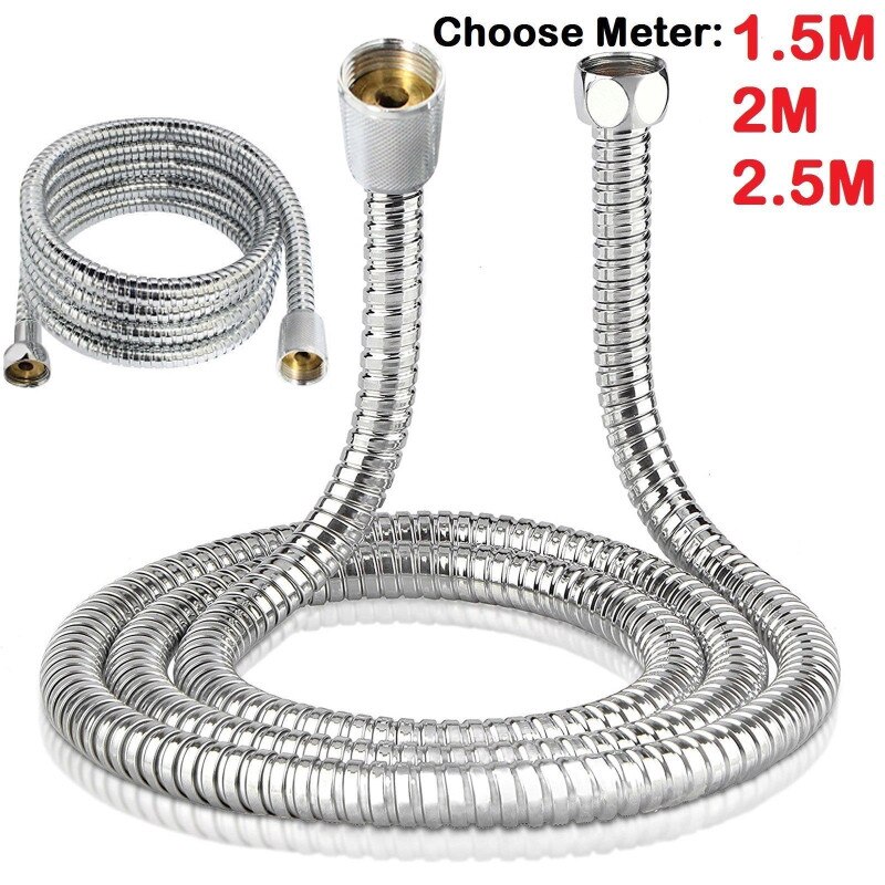 1.5M Stainless Steel Flexible Bathroom Bath Shower Head Hose Gasket Pipe Washers Bathing Water Hose Plumbing