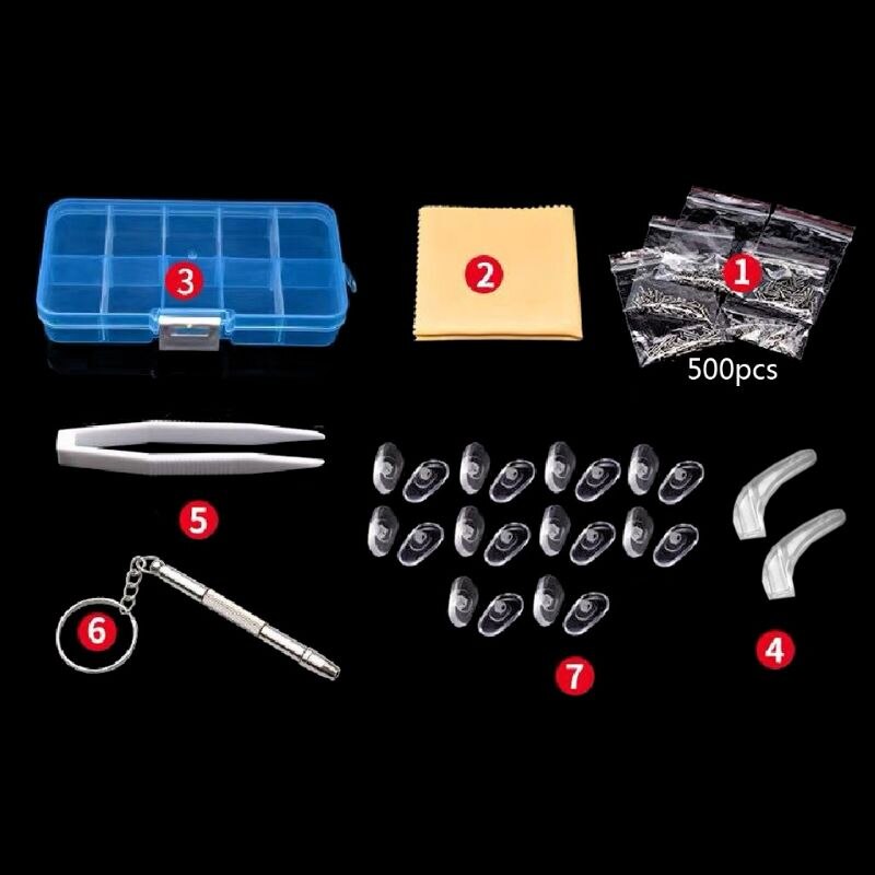 Glasses Sunglasses Eye Glass Repair Kit Screws Nuts Pads Optical Repair Tool Set