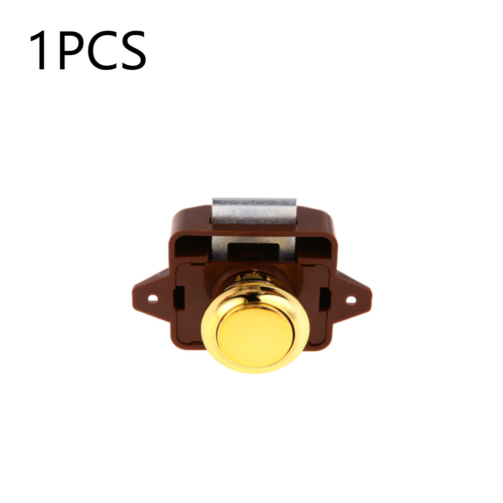 5/1 Uds. Cerradura de empuje de aleación de Zinc para Camper, coche, RV, caravana, barco, Motor, gabinete de casa, pestillo de cajón, cerraduras de botón para herrajes para muebles del hogar: Marrón