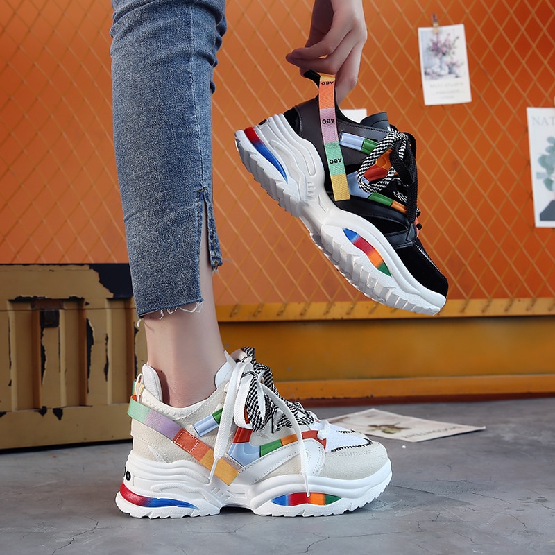 Bunte Frauen Laufschuhe Leichte draussen Plattform Turnschuhe Weibliche Städtischen Sport Joggen Schuhe Fitnessstudio Fitness Trainer