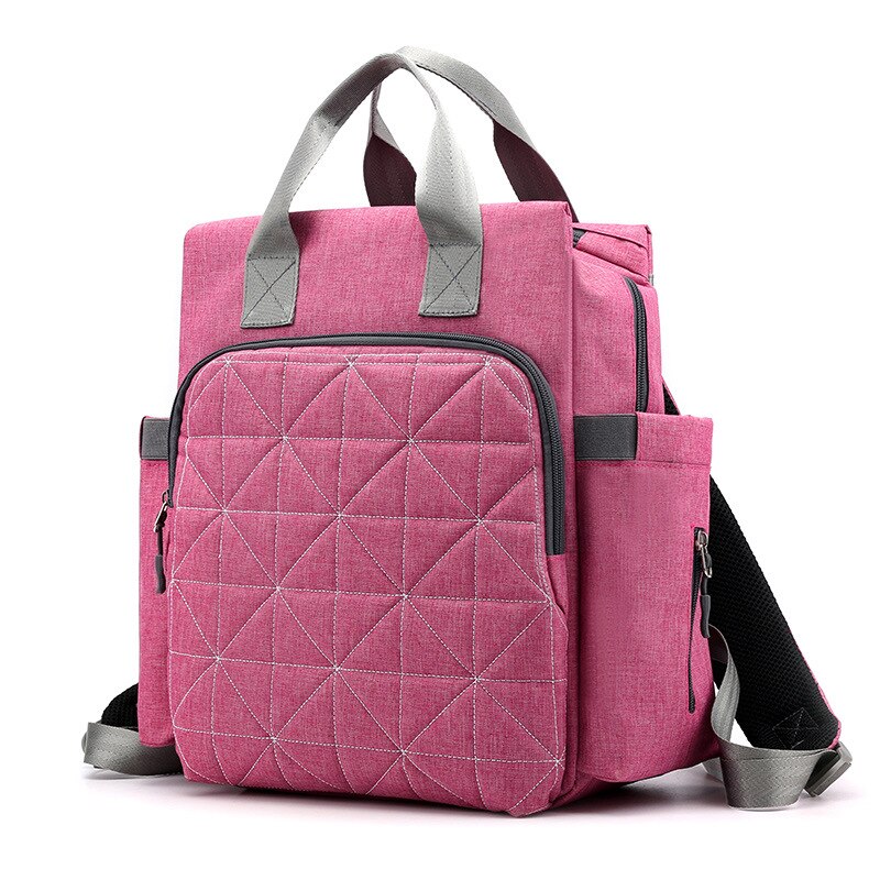 Style Diaper Bag Mom Mom and Baby Nursing Backpack Hand Shoulder Large Capacity Lightweight Ultra-Light: Pink Rhombus