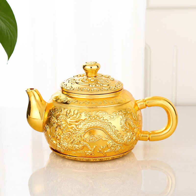 Retro Tea Wine Set European High-end Golden Tea Set Small Set Full Set of Dragon and Phoenix Teapot and Cup
