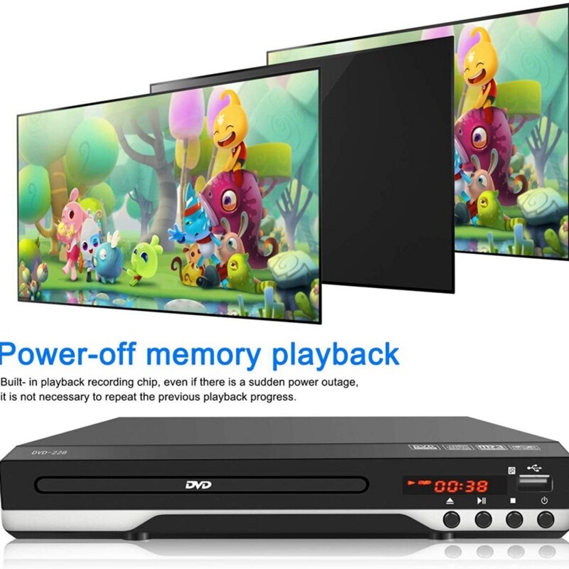 DVD Player for TV Home Multi Region DVD/SVCD/CD Player Built-in PAL/ NTSC USB Input with Remote Control