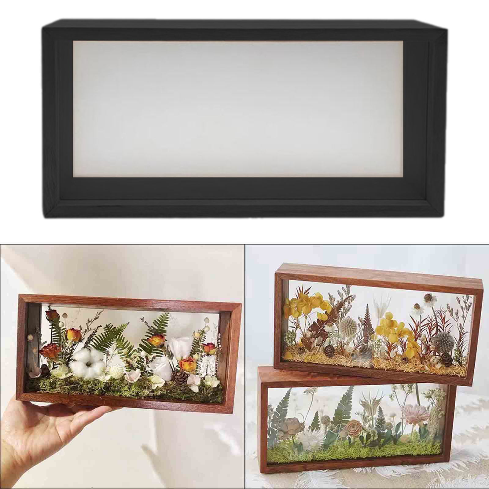 Shadow Box Frame Fotolijst voor gedroogde bloemen Houten diepe gedroogde bloemendisplayframe voor memorabilia Award Foto's Boeket