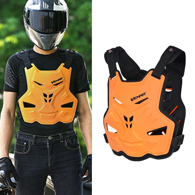 Voksen motorcykel snavs cykel krop rustning beskyttelsesudstyr bryst rygbeskytter beskyttelsesvest til motocross skiløb skøjteløb: Orange