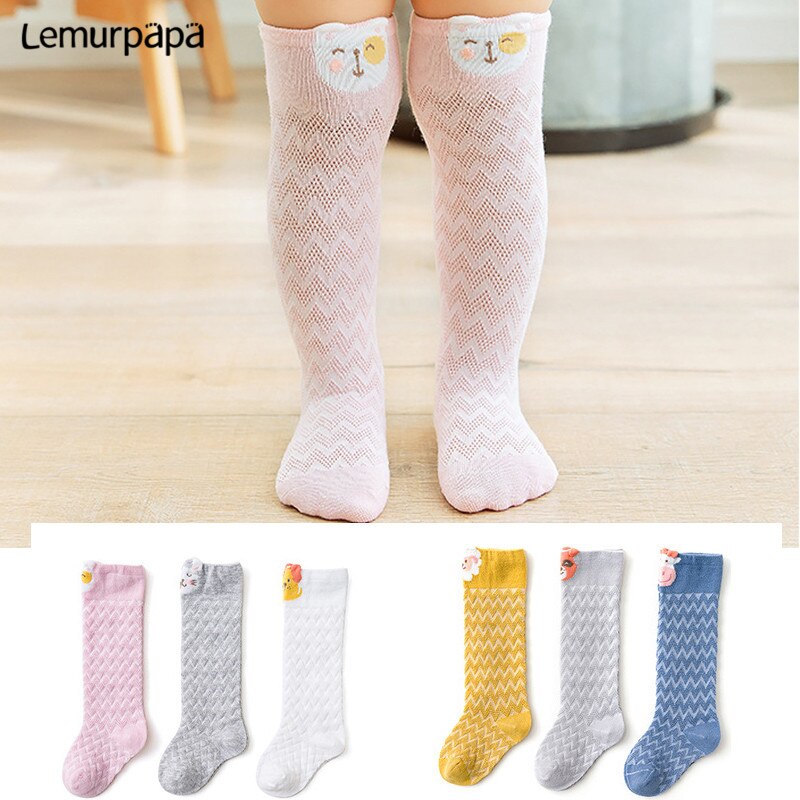 Girls Knee Baby Stockings Kids Summer Mesh Cartoon Baby Stocking Cotton Soft Elastic Girl Child Stocking Breathable Knee