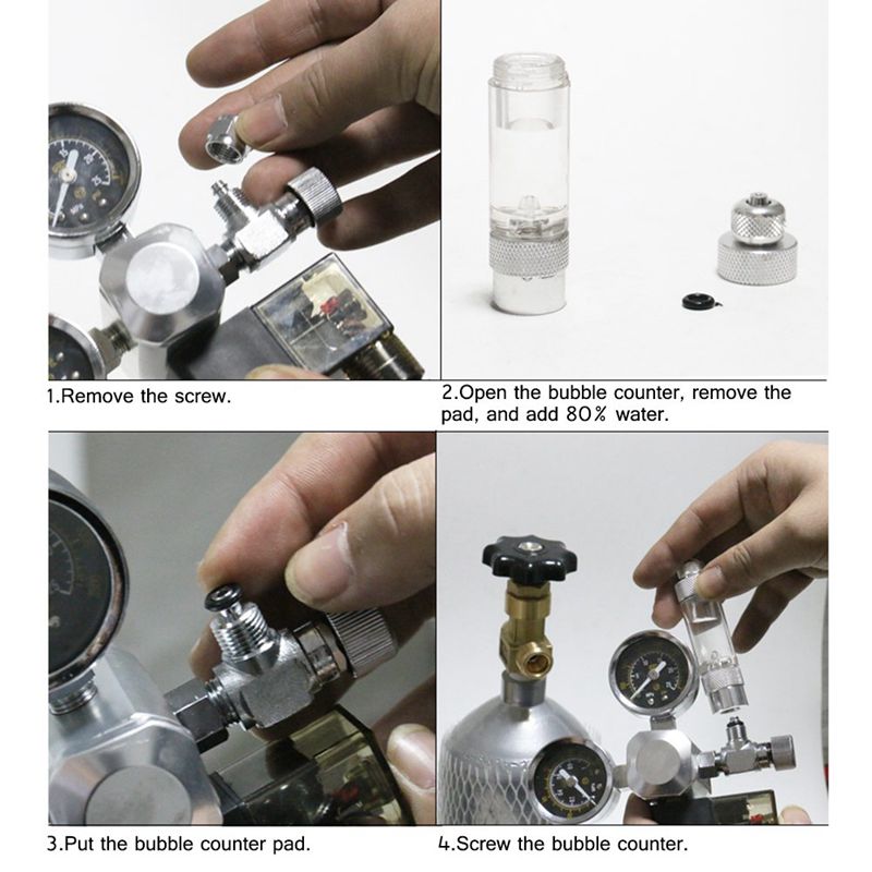 Aquarium Co2 Regulator Tank Live Plant Flow Pressure Control Check Valve Bubble Counter Decompression Table Cylinder Adapter