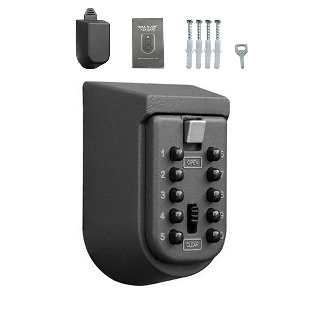 Key Safe Box Aluminium Alloy Wall Mounted Home Safety Password Lock Storage Boxes with Security Code Wall-mounted Cipher Key Box