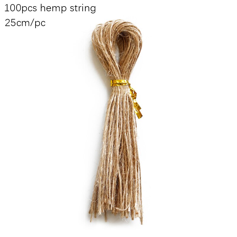 50/100pcs Natural Hemp Strings Red Green Cotton Cords for Tags Handmade Item Packing Decoration Bakery Twines: 100pcsHempStrings