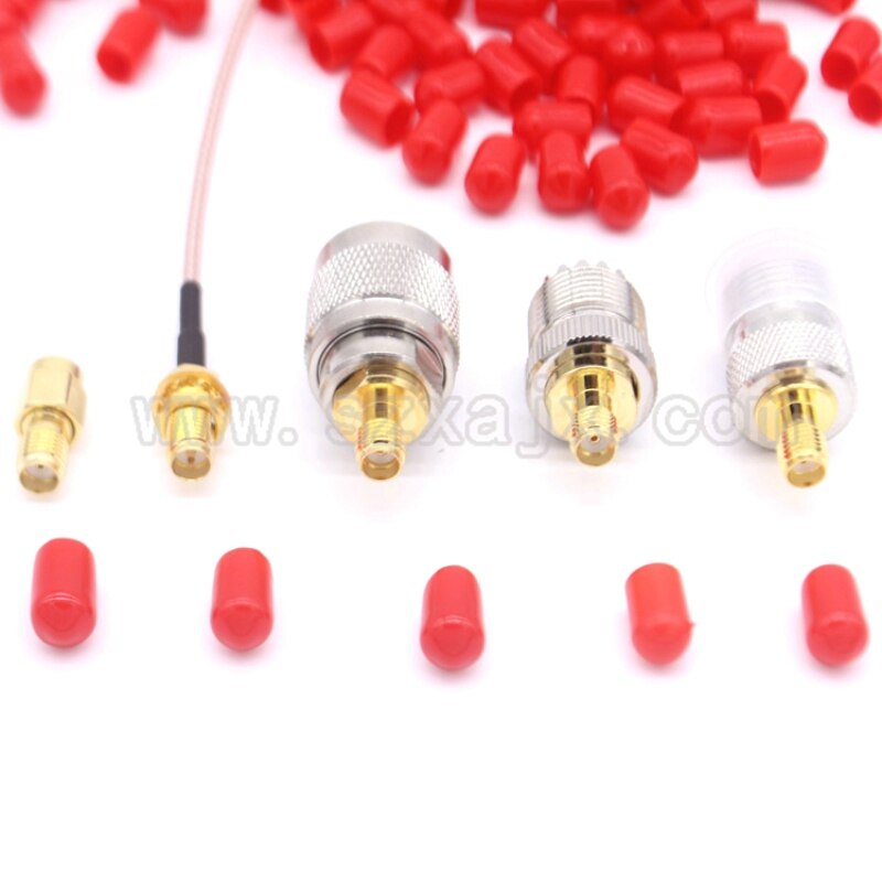 JX 1000pcs/lot SMA cap 6mm protective cover Rubber Covers Dust Cap red for SMA connector or metal tubes