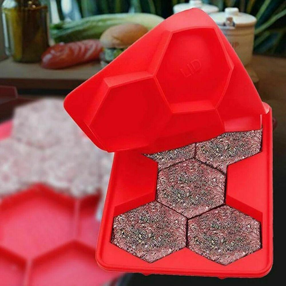 Silikon 5- hål 7- hål hamburgare kött nötköttsmaskin grill hamburgerbiff pressform diy bakning fyrkantig hamburgerform hamburgerbiffar